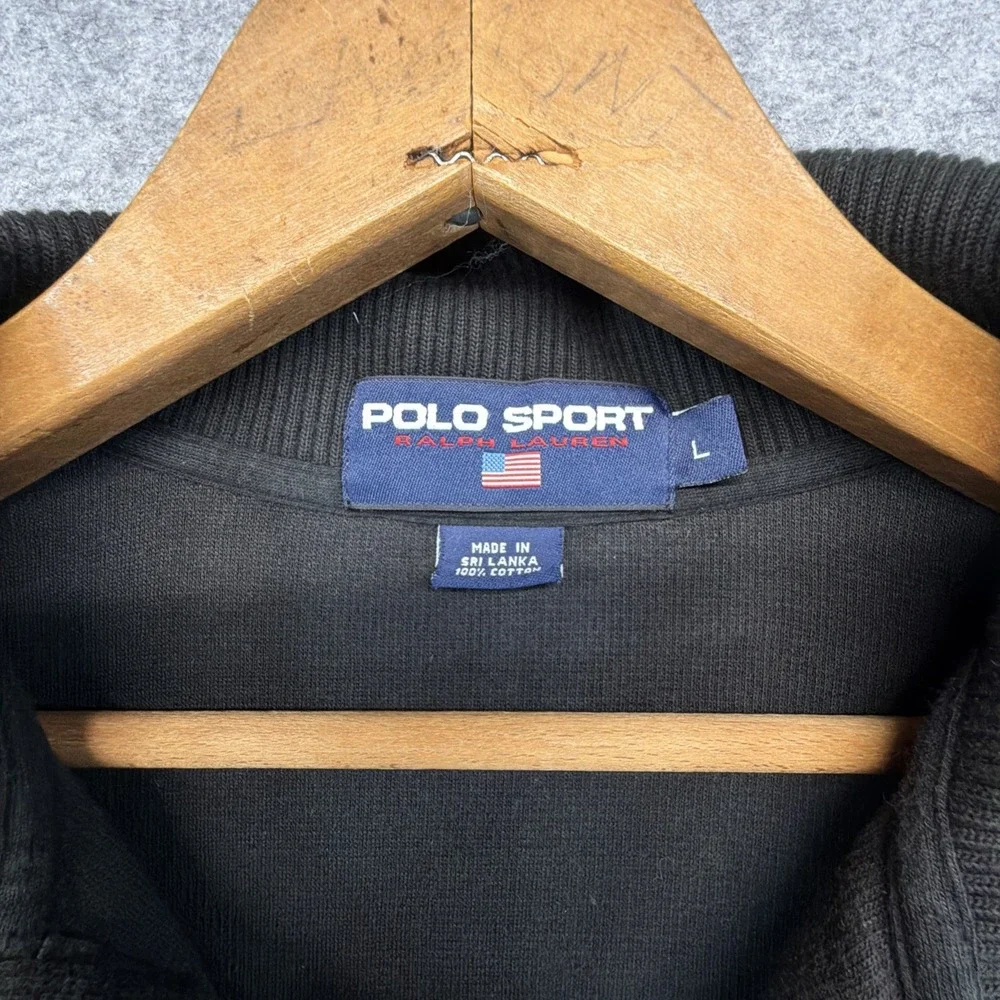 Polo Sport Ralph Lauren Knit Shirt Men Large Black Yellow Striped Long Sleeve